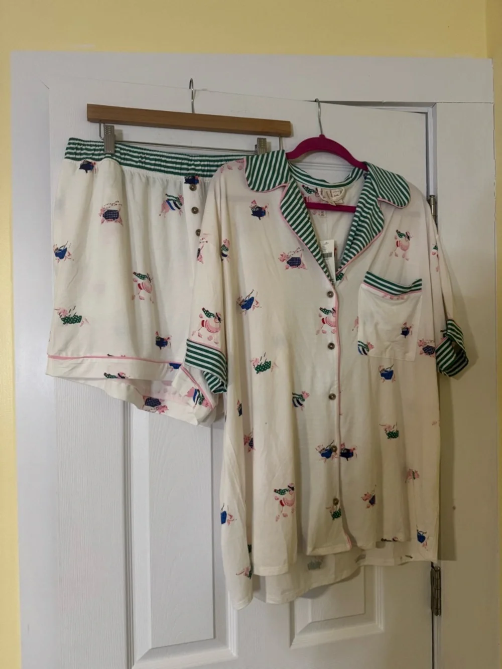 NWT Lyrebird by Anthropologie Modaluxe Short Sleeve Pajama Set with Dogs Large - Picture 5 of 11